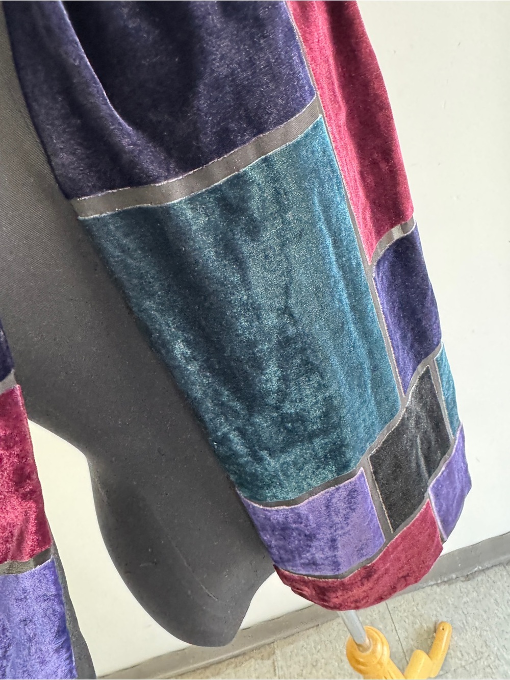 Vintage Chico's Velvet Patchwork Scarf Multicolor Burnout Wrap Boho Lagenlook - Picture 4 of 11